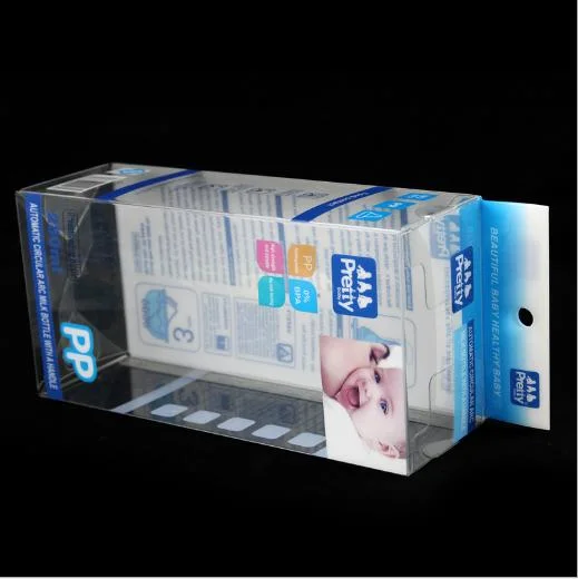 Protective Ring Transparent PVC Pet PP Plastic Packaging Baby Bottle Box with Handle Automatic Wide-Caliber Medium Clear Nursing Bottle Box Custom