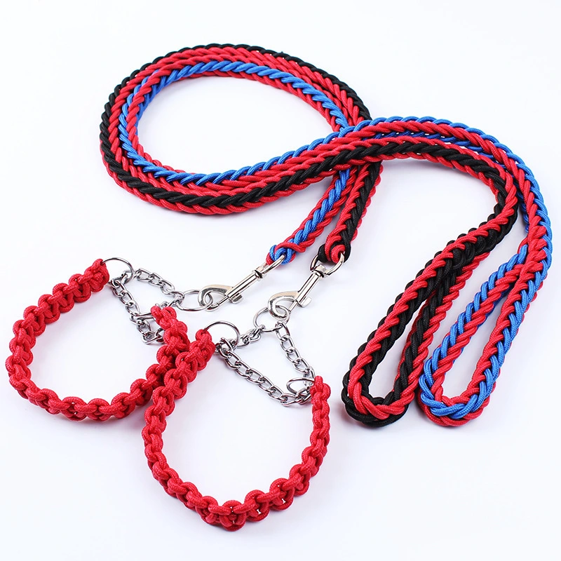 Pet resistentes correas ocho Strand Ronda gran fuerte cuerda doble cuerda Perro Collar caminar