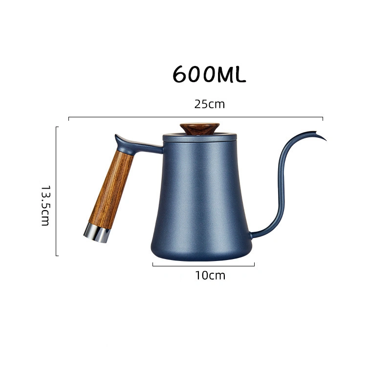 Le café bouilloire pot avec poignée en bois massif verser sur une machine à café pour une cuisinière, acier inoxydable 304 main pot de café au goutte à goutte 600ml/350ml Ménage de cuisine théière