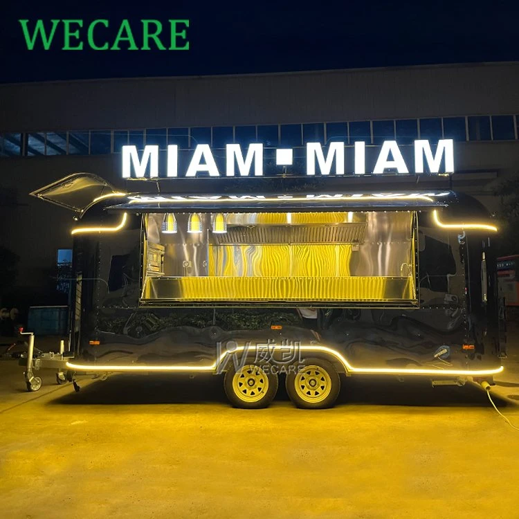 Wecare Custom Café gelado Carritos Reboque de Comida cozinha móveis Snack-bar Ar Pizza Veículo Alimentar para venda a Europa