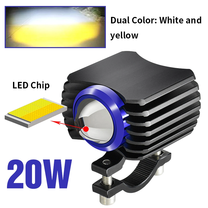 Raych U7 Dual Color LED Motorrad Scheinwerfer 20W 6000lm LED Motorrad-Scheinwerfer 9-80V-Kit