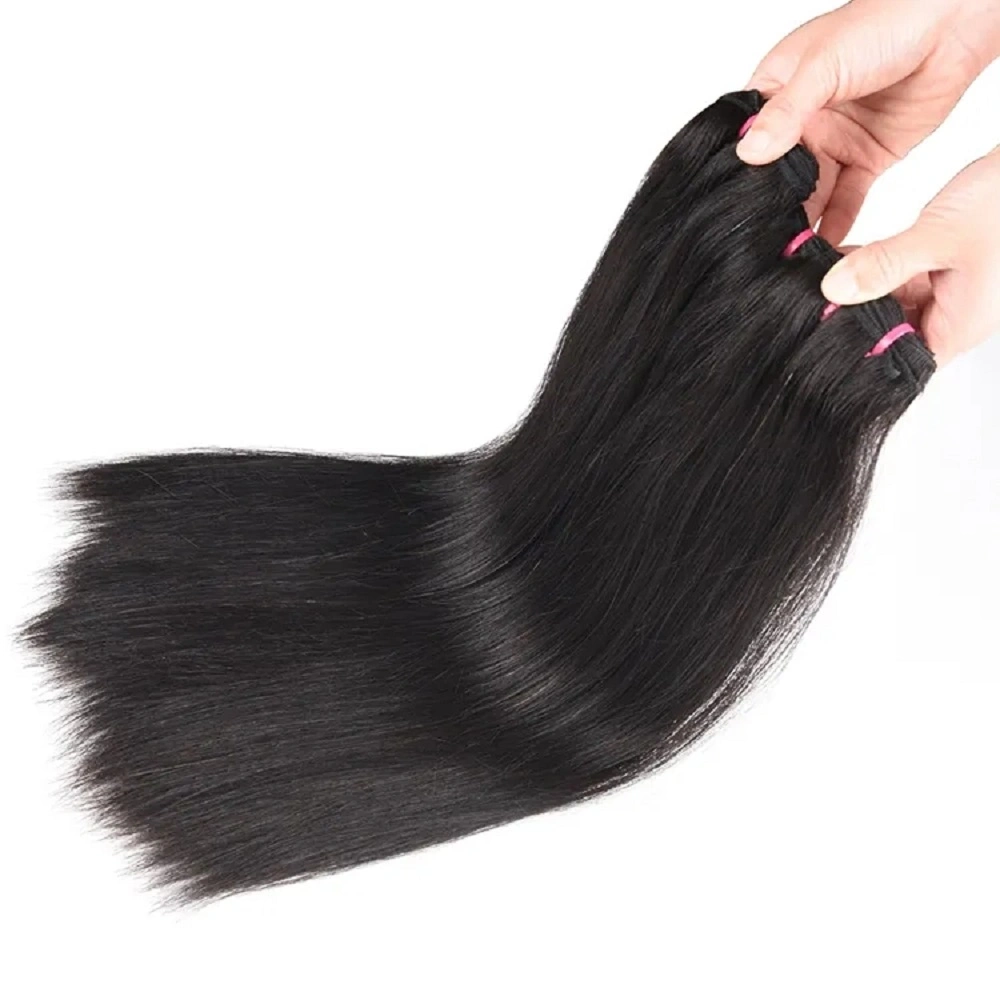 Grade 12 a Machine Double Weft Drawn Peruvian Straight Human Hair Bundles in Extension