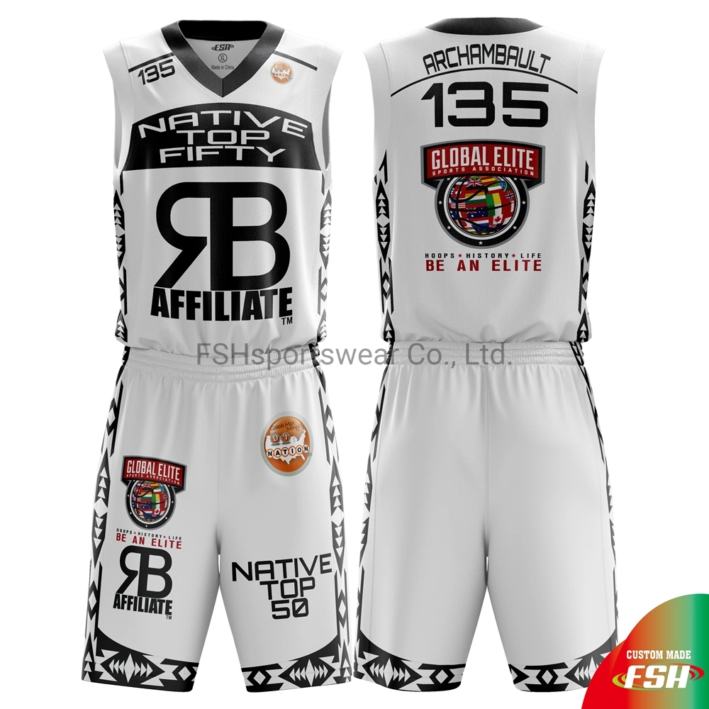 Neueste Sublimation Reversible Basketball Jersey Customized Design Basketball Uniformen Sublimiert Sportbekleidung