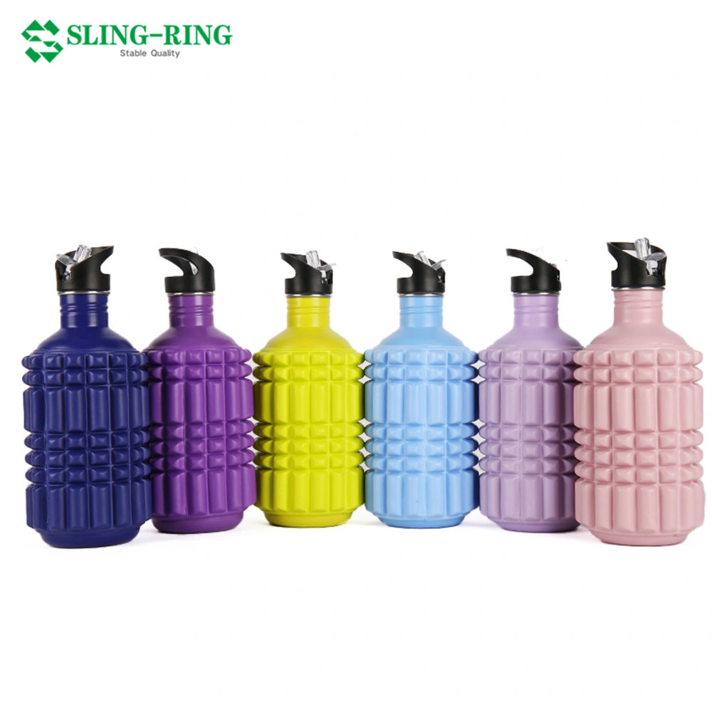 Personalización profesional de acero inoxidable 304 de vacío de doble pared aislante térmico de la bebida deportiva matraz rodillo de espuma de botellas de agua