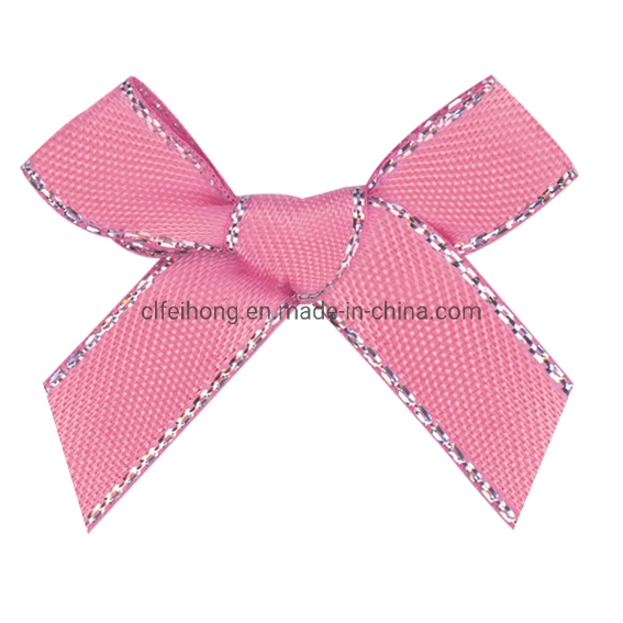 OEM Factory Wholesale/Supplier Hand Tied/ Shaped Hand Ribbon Bow of Satin/ Grosgrain/Metallic Gold/ Silver Edge with Satin Ribbon for Wrapping/Decoration/Xmas/Bow/Gifts