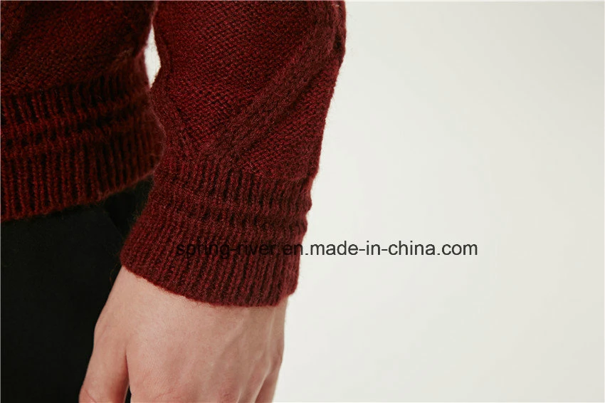 Special Pattern Blend Yarn Round Neck Men Pullover