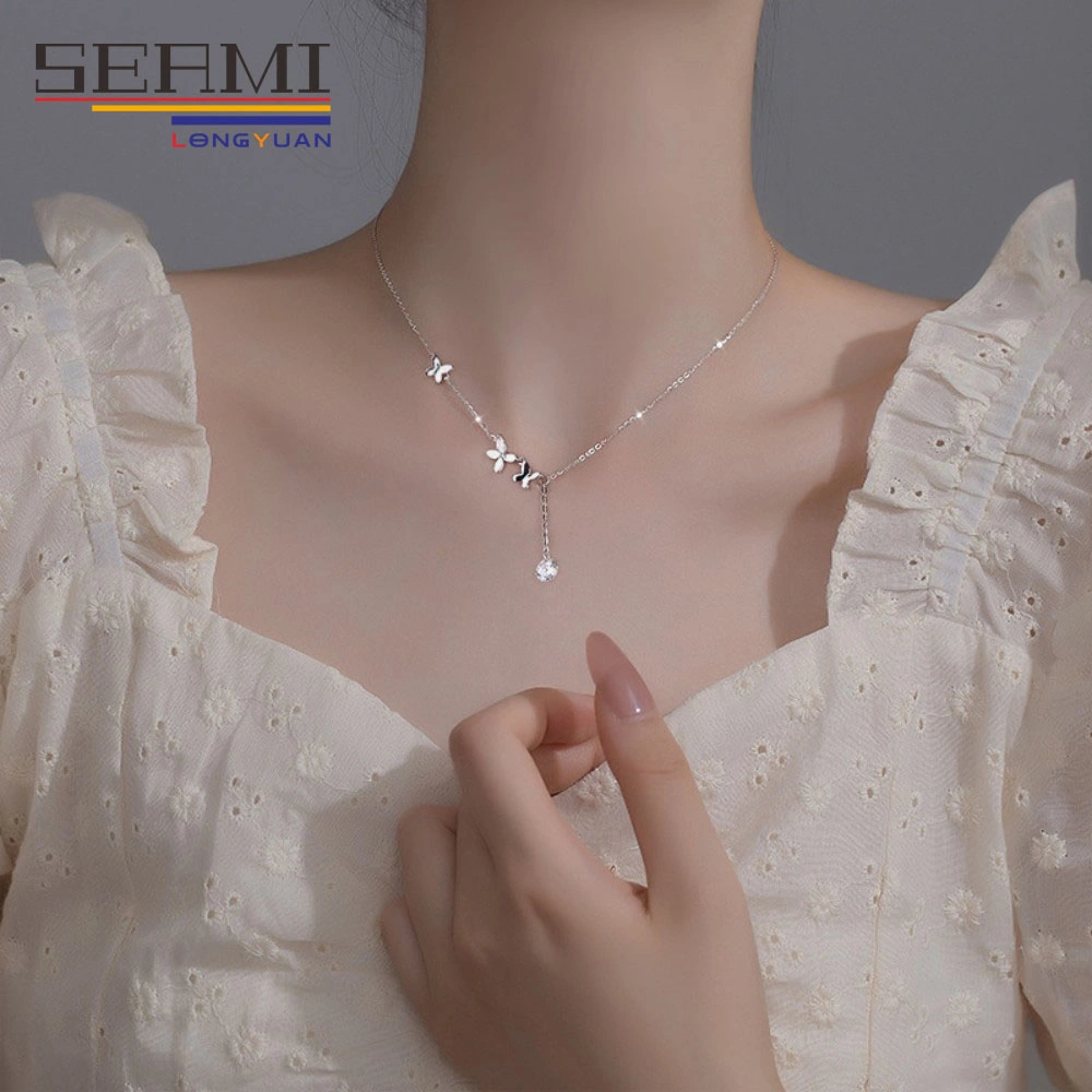 Hot Sale Fashion S999 Silver Necklace Butterfly Tassel Pendant Jewelry