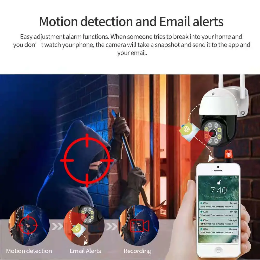 Human Detection Auto Tracking Sueveillance Camera WiFi 1080P Outdoor Camera WiFi Wireless Camera