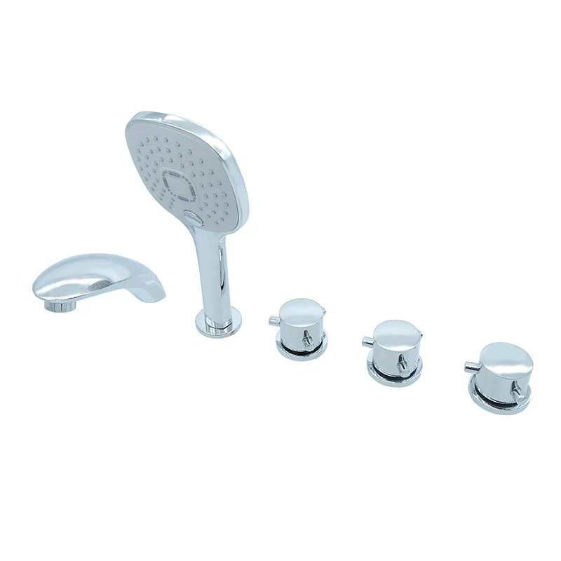 5-Hole Silver Waterfall Bathtub Faucet Widespread Tub Mixer Tap Bathroomwith Handheld Shower