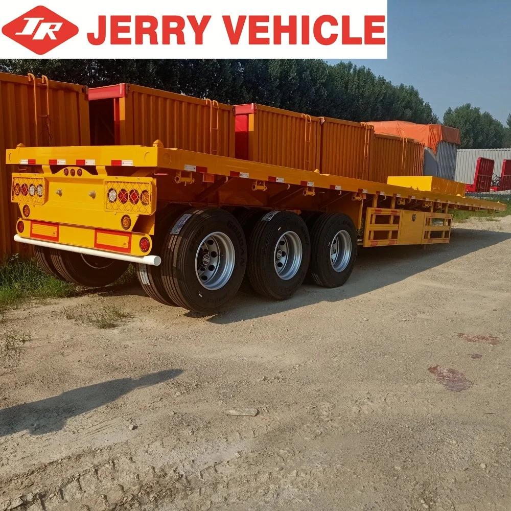3 Axle Shipping Container Flatbed Transport Semi Trailer Flatbed Truck Trailer