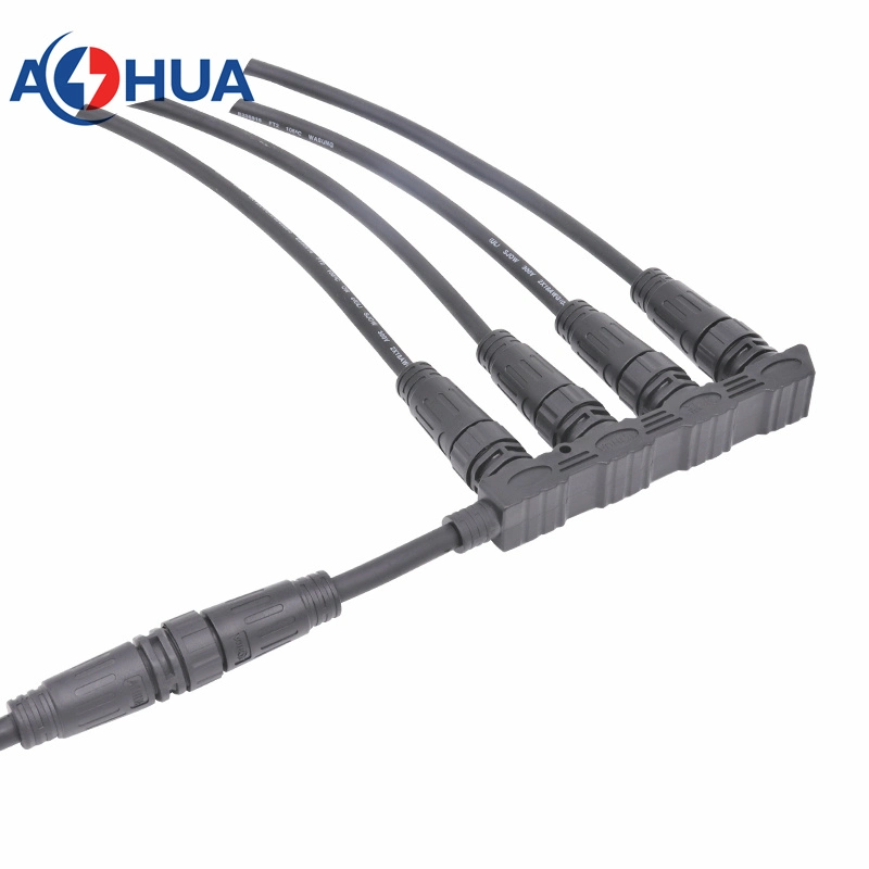 M20 F Shaped 1 to 3 Way IP67 Wire 1 in 3 out Sockets LED Strip Light Cable Waterproof Wire Splitter F Connector