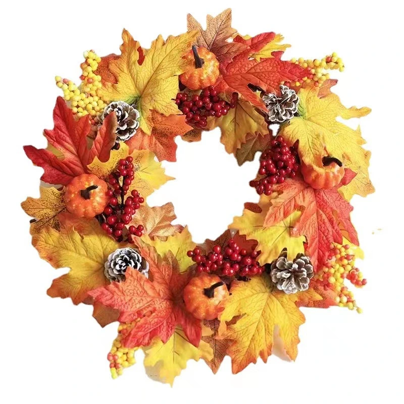 How Selling Harvest Halloween Yellow Maple Leaves Autumn Wreath