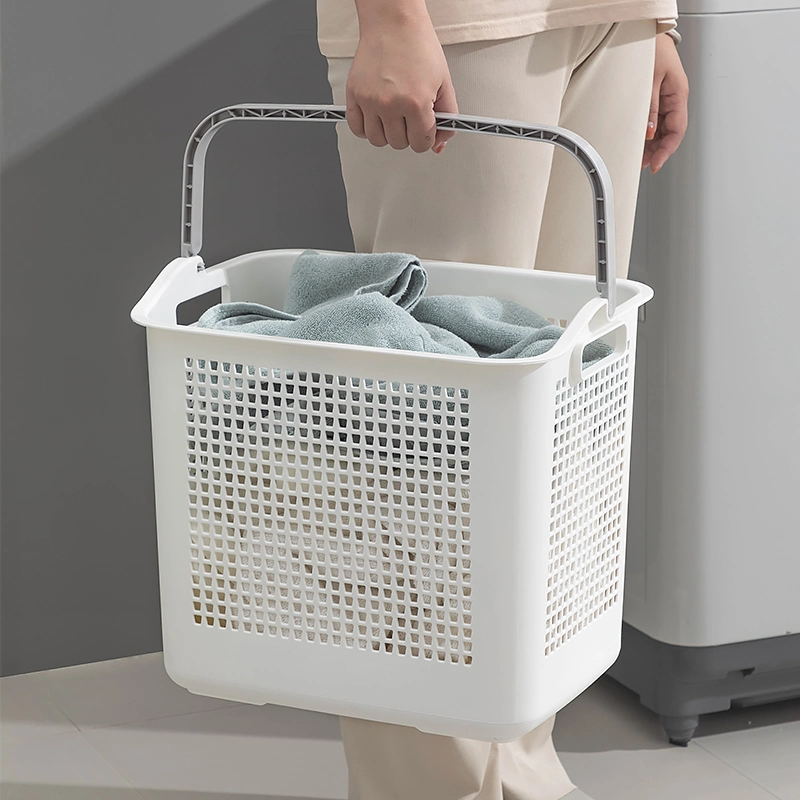 Panier à linge en plastique de grande capacité pour enfants avec poignée, style européen, pour jouets, fruits et vêtements. Organisateur de panier de rangement pour la lessive.