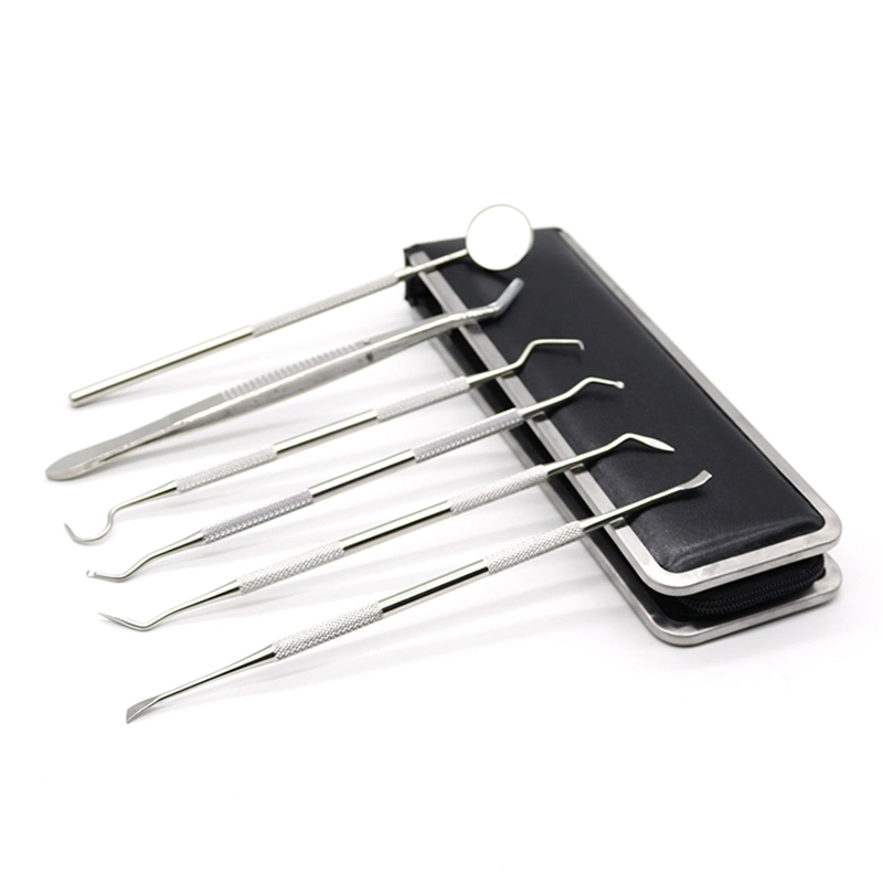 Tooth Cleaning Tool Dental Care Kit for Plaque Removal 6 Piece Tool Set Including Dentist Mirror and Tartar Scrapers