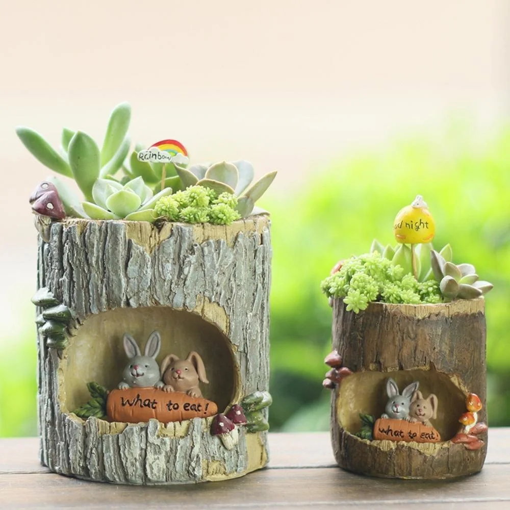 Creative Tree House Animals Flower Pot Succulent Plant Pots Resin Desktop Cartoon Planters Home Garden Decoration Birthday Gifts Wyz21203