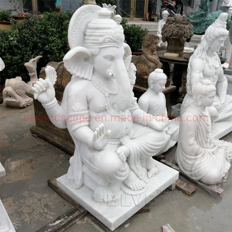 Indian Garden Hindu God White Stone Marble Ganesh Buddha Statues Lord Ganesha Statue