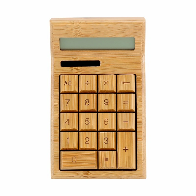 Office Stationery Supply Eco Gift Bamboo Desktop Calculator with Solar Power