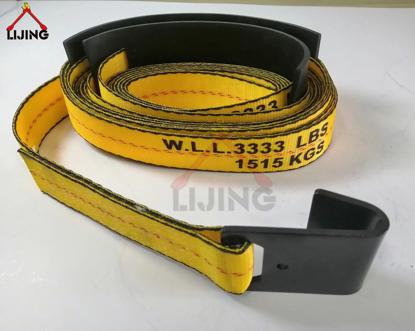 2" X 27" amarillo la brida de trinquete W/ Protección de plástico negro gancho plana