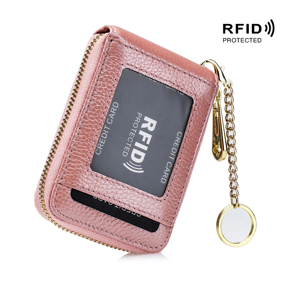 Credit Card Wallet, Zipper Card Cases Holder for Men Women, RFID Blocking, Keychain Wallet