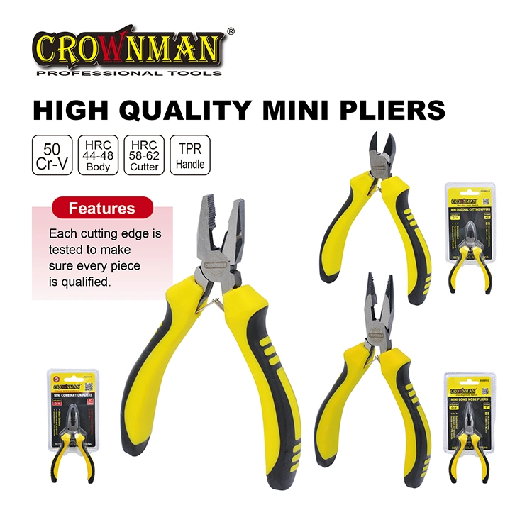 Crownman European Type Cr-V Mini Combination/Long Nose/Diagonal Cutting Pliers
