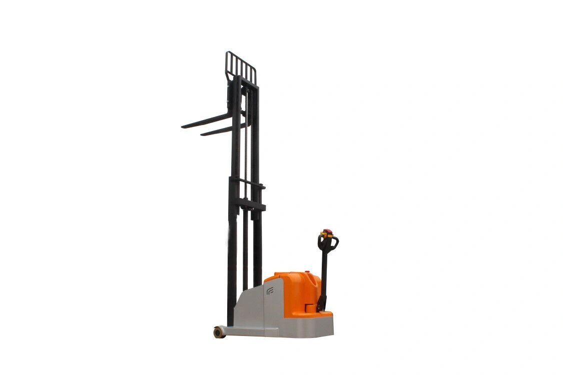 Battery Powered Walkie Walking Type Electric Pallet Stacker 900kg Load Capacity Stacking Forklift Truck for Sale