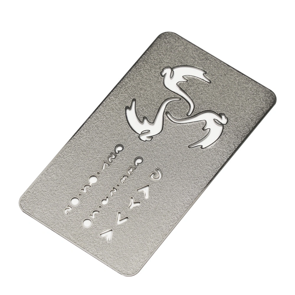 Customized Hollow-Carved Silvery Double Frosted Surface Metal Cards