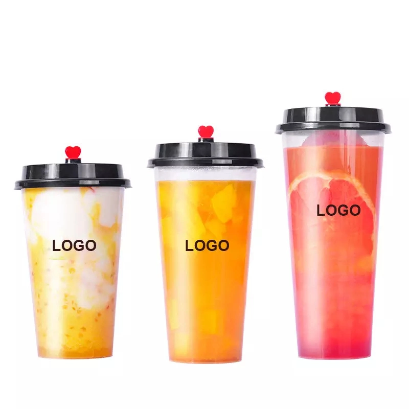 Pet Disposable PP Wholesale/Supplier Green Print Cheap Accessory Item Coffee Cups Office PCS Plastic Tumbler with Lid