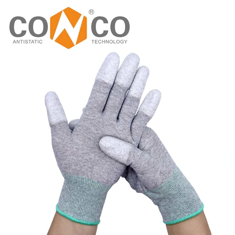 Wholesale/Supplier Cheap Flexible Anti Static Assembly PU Finger Tip Coated ESD Gloves