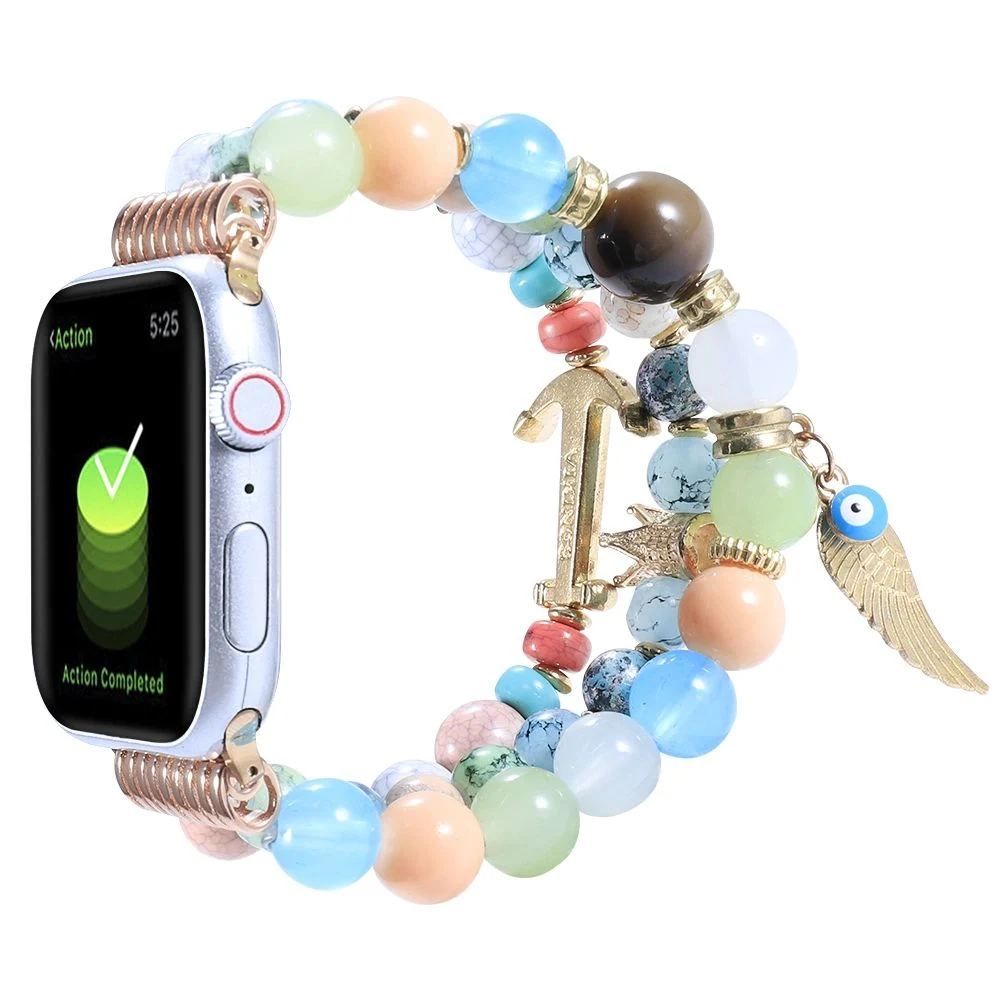 Joyería de reemplazo de bandas de pulsera de pulsera de elastic con abalorios Accesorios de pulsera para Apple Watch Band 7/se/6/5/4/3/2/1 38mm 44mm 41mm para iWatch Band