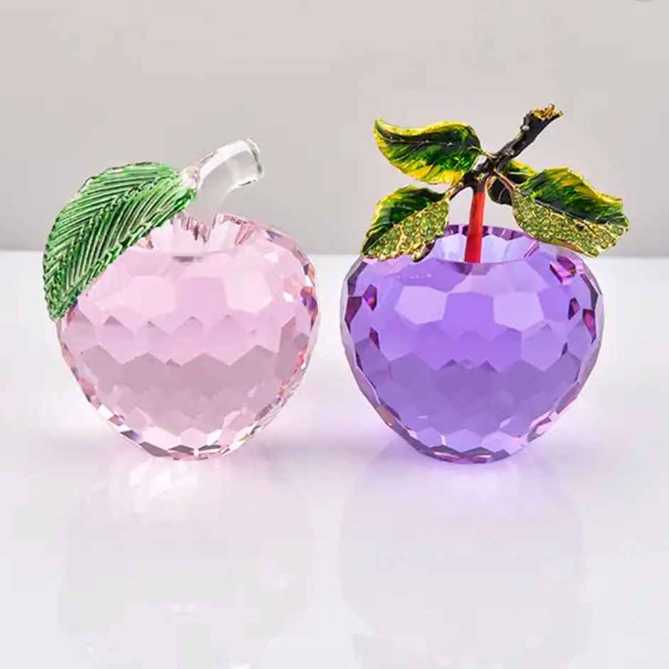 Good Design Factory Price Custom Art Glass Crystal Apple Ornaments Crystal Crafts