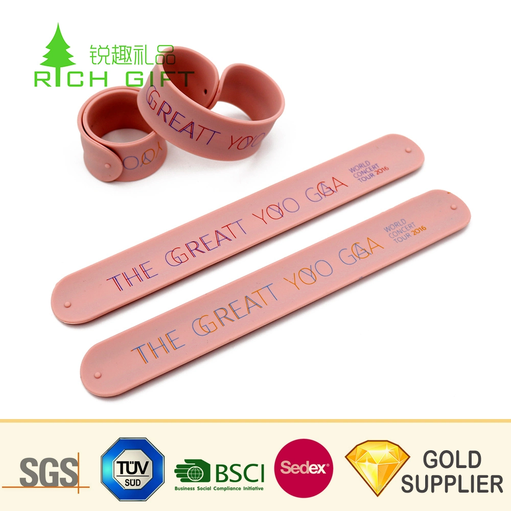 Wholesale/Supplier China Custom Durable Sublimation Printing Reflective Silicone Slap Wristband for Kids