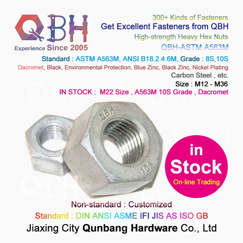 Qbh ASTM A563/A563m A Grade Steel Sturcture Prefabricated Building H. D. G. Hot DIP Galvanizing Carbon Steel High-Strength Heavy Hexangular Sexangular Nut