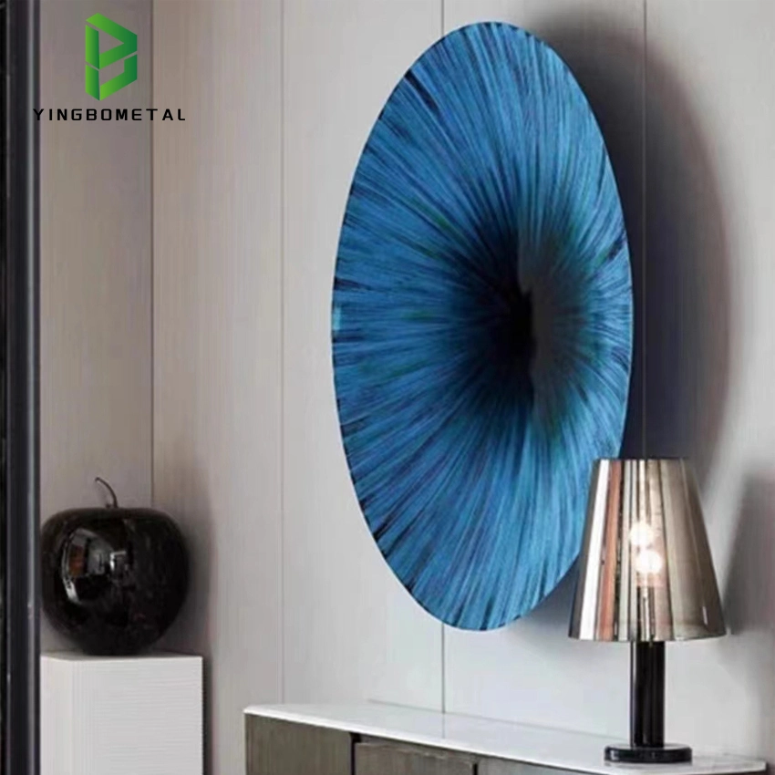 Blue Circular Bright Luxury Metal Art Hotel Sculpture Decor Wall Decoração de casa