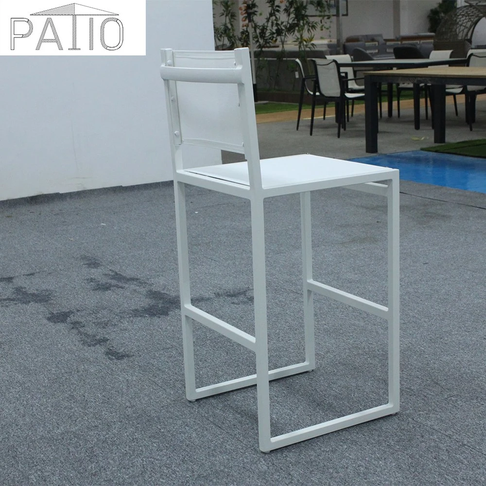 All Weather Bar Table Chair Set Aluminum Frame Teak Outdoor Garden Furniture