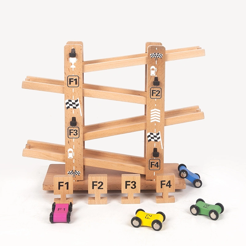 Montessori en bois Educational Race Track car échelle à glisser jouet pour Enfants d'âge préscolaire