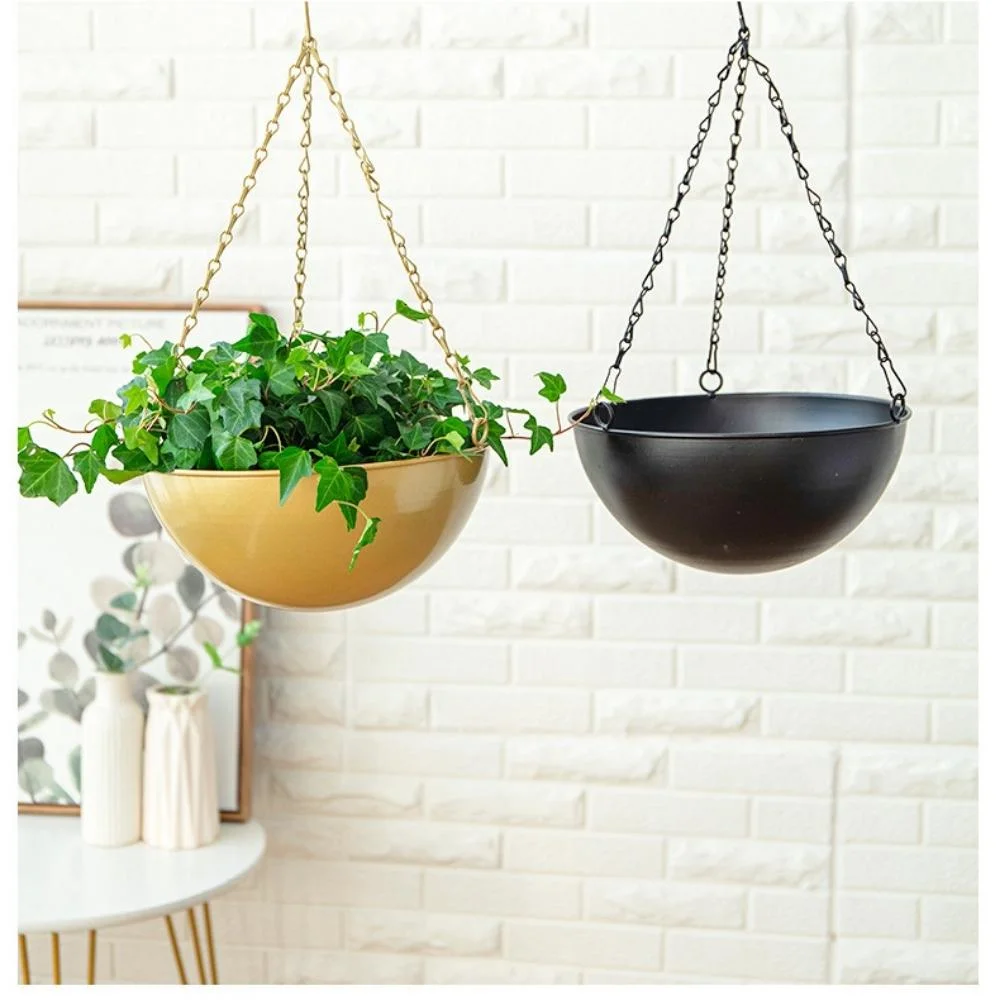 Jardinière suspendue pour pot de plantes, pot de fleurs en fer doré Conteneur Lawn House Bl19939