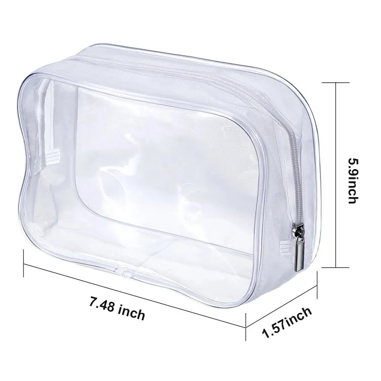 Custom Promotional Gift Transparent PVC Waterproof Toiletry Travel Storage Cosmetic Makeup Zip Bag Pouch