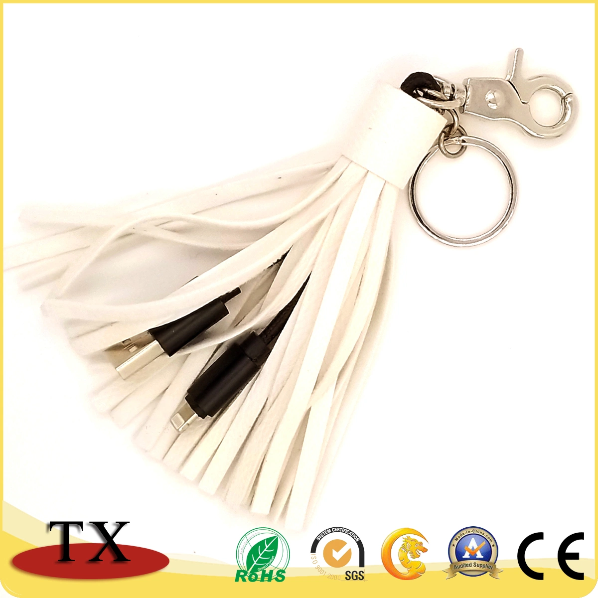 Leather Tassels Data Cable Key Chain