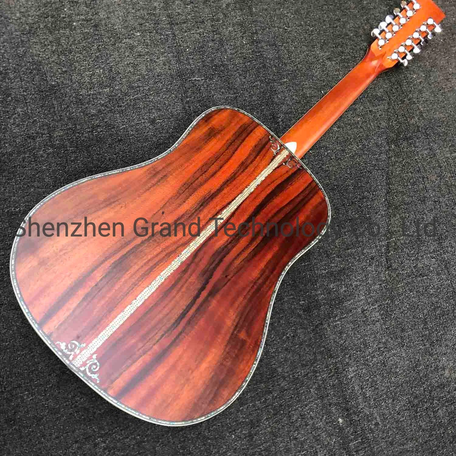 Custom 12 Strings D45K Deluxe Solid Koa Wood Abalone Inlay Acoustic Guitar with Matti Finishing