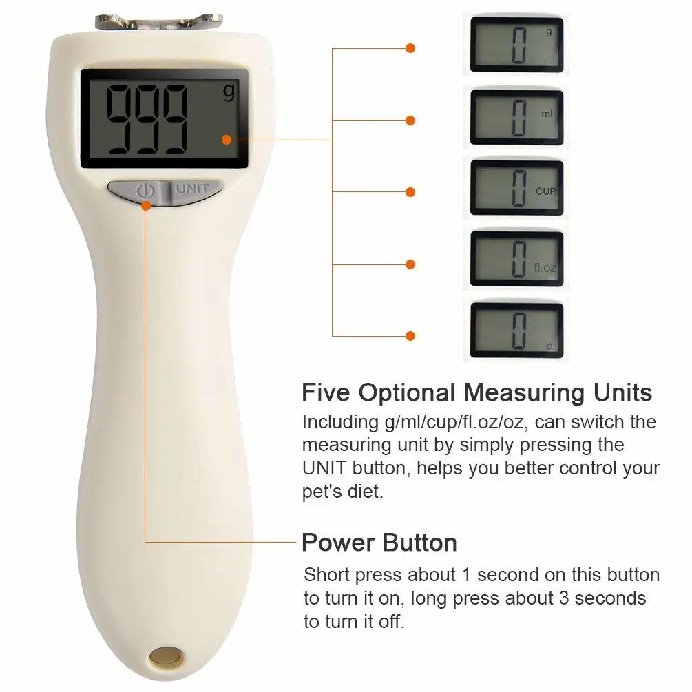 Pet Food mesurant écope chien chat Aliments cuillère numérique amovible