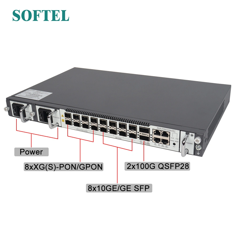 Xgspon Olt 8 Ports with Gpon/Xgpon/Xgspon Three Modes FTTH Olt