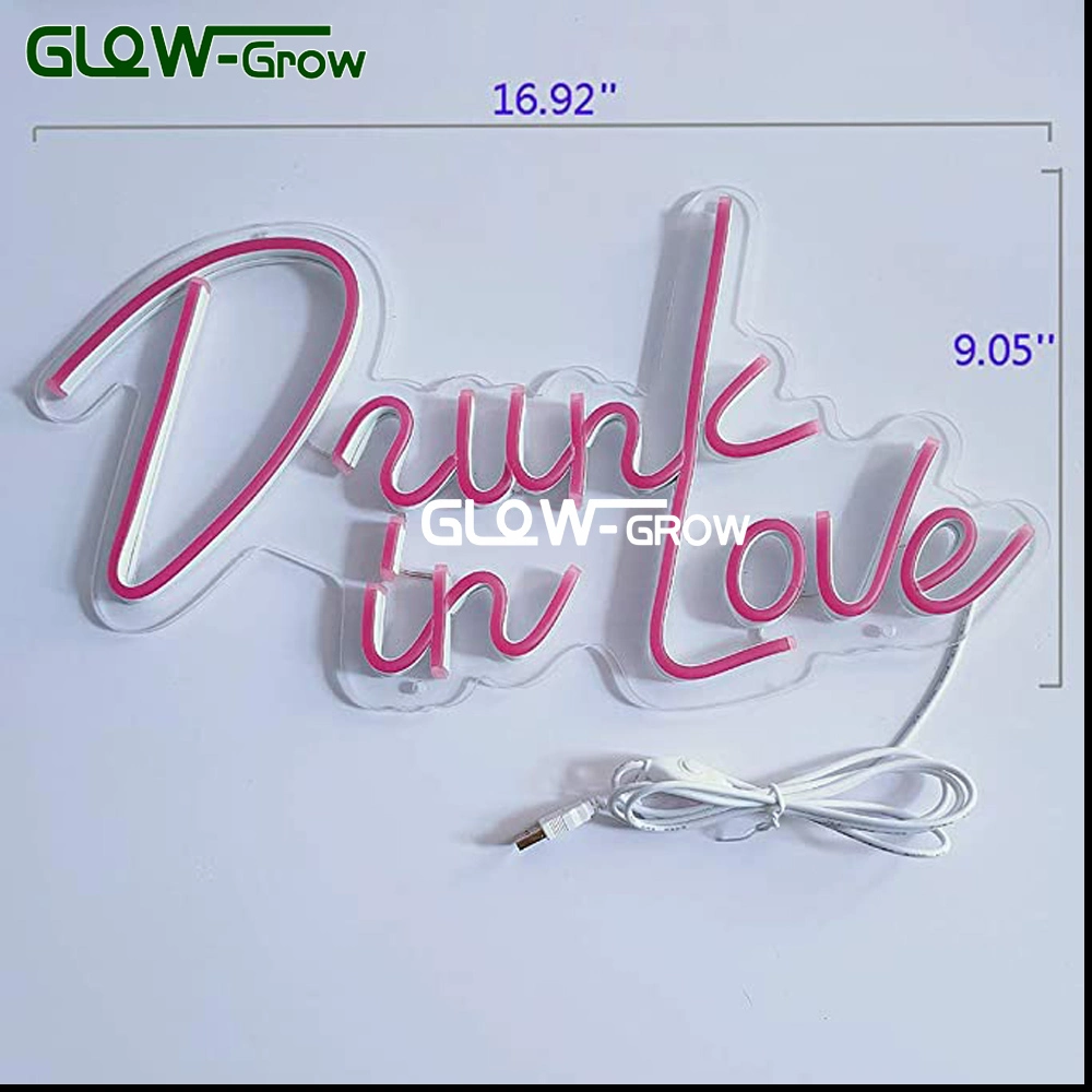 Rosa betrunken in Liebesbriefe LED Neon-Schilder mit Dimmer-Schalter, 5V USB-Stromversorgung für Wand, Haus, Party, Hochzeit, Schlafzimmer. Weihnachtsdekoration
