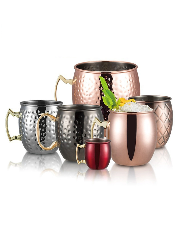 Custom Hot Sell Beer Cocktail Cups Party Hammer Copper Plated Stainless Steel Moscow Mule Mug