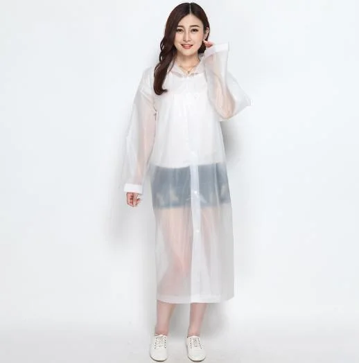 Custom Cheap Outdoor Transparent Disposable Waterproof EVA Rainwear Unisex Adult Raincoat Rain Poncho