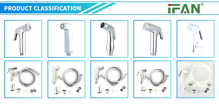 Ifan Bidet Shattaf Ensemble de douche 1/2'' Ensemble de pulvérisateur de toilettes bidet en plastique.