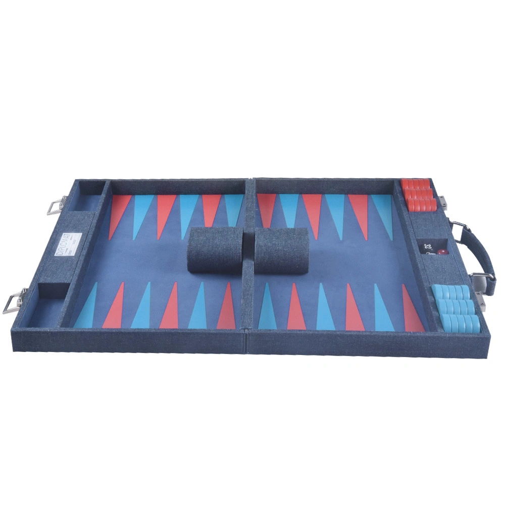 Las ventas en caliente de lujo Custom Color Denim y juego de Backgammon de terciopelo azul