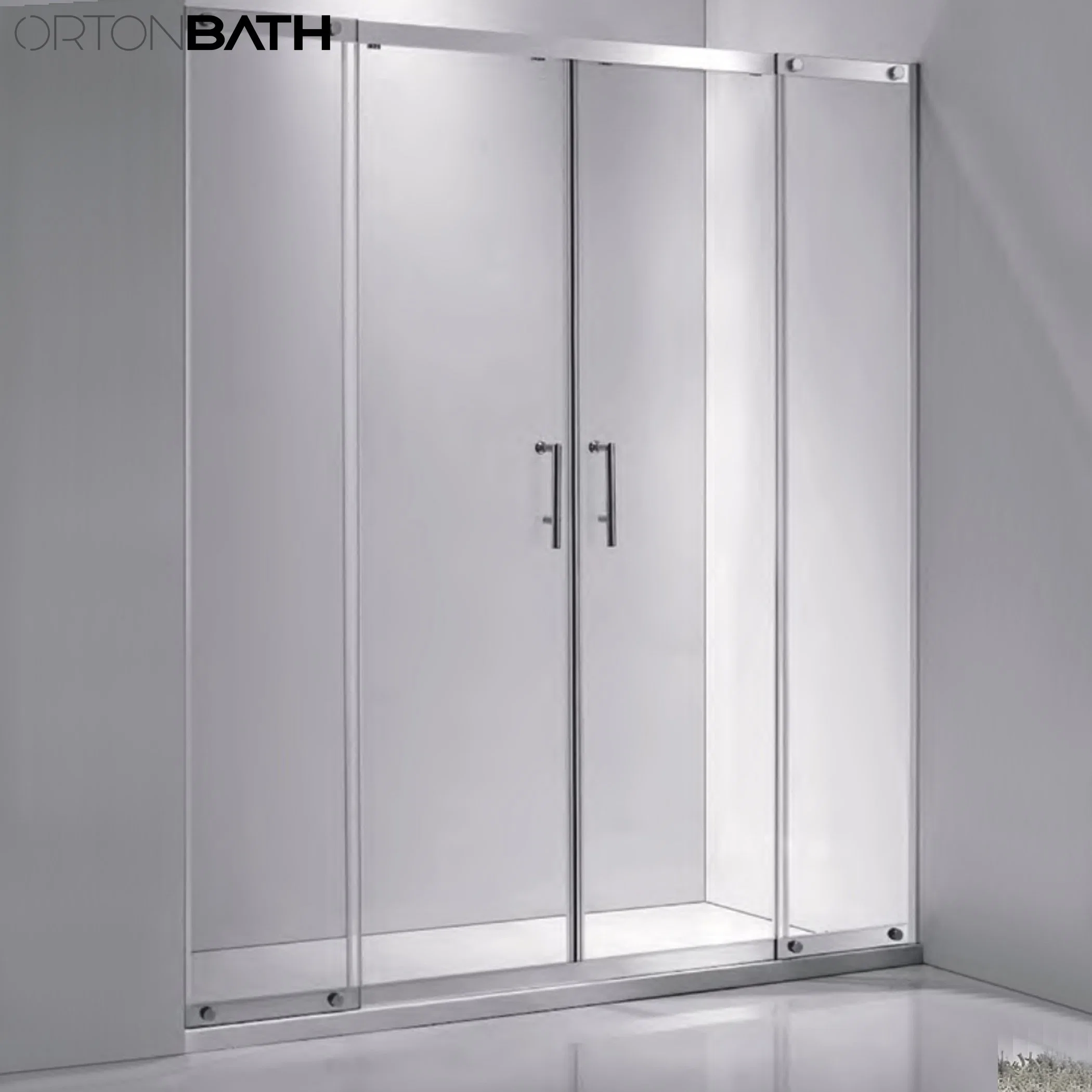 Ortonbath Polished Brushed One Side Straight Pivot Stainless Steel Framed Tempered Glass Bathroom Shower Enclosure Shower Bathroom Enclosure Door