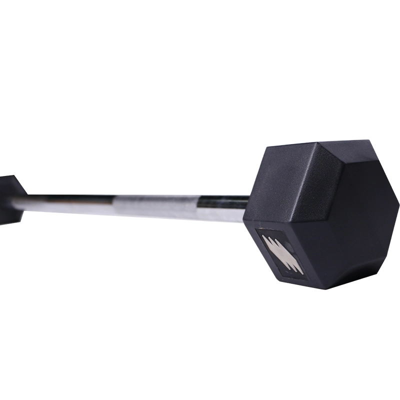 Free Weight Lifting Gym Equipment Mancuernas Sets Hex Rubber Dumbbells Fixed Straight Barbell