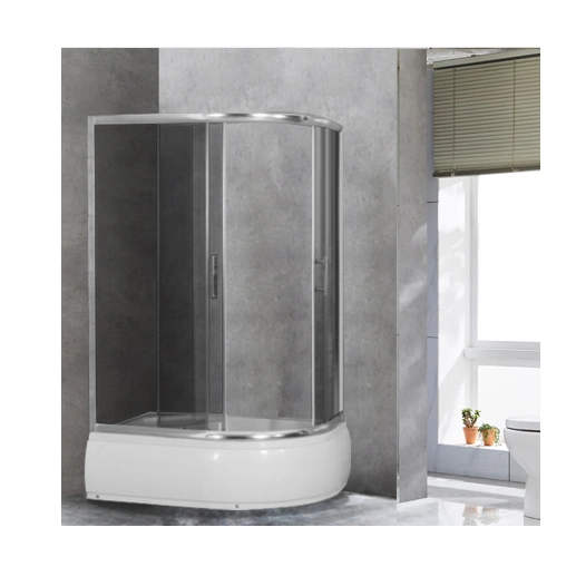 Factory Suppiler Small Corner Bathtub Grey Glass Shower Combo with Silding Door