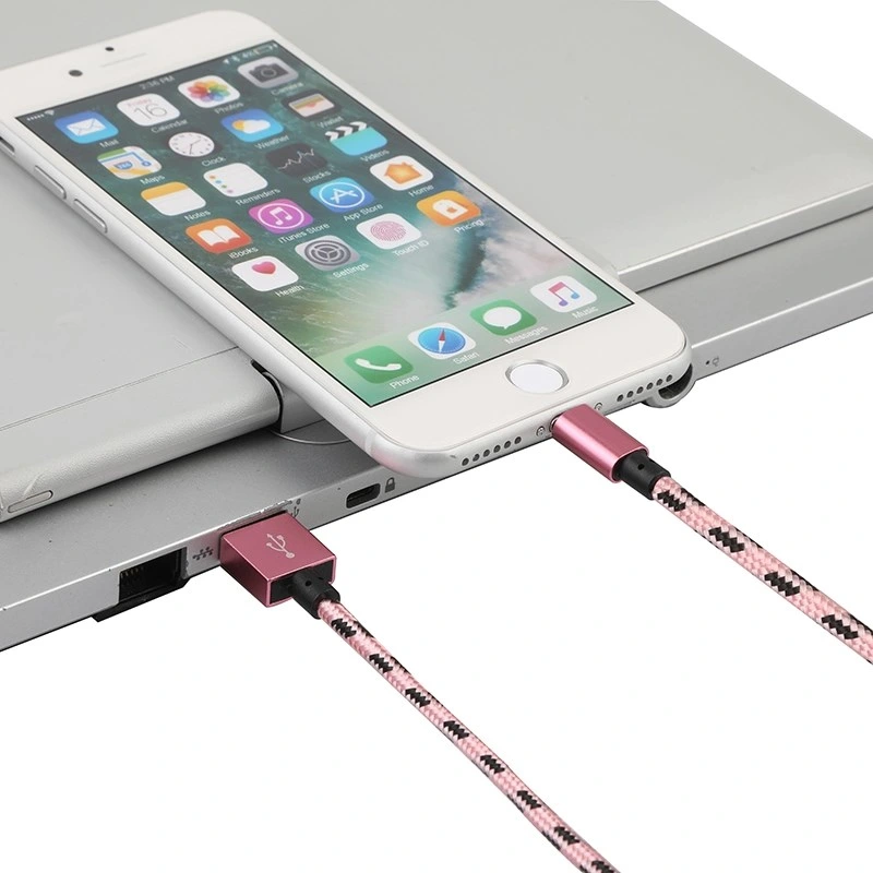 chargeur USB câble téléphonique tressé en nylon pour iPhone de 1 m.